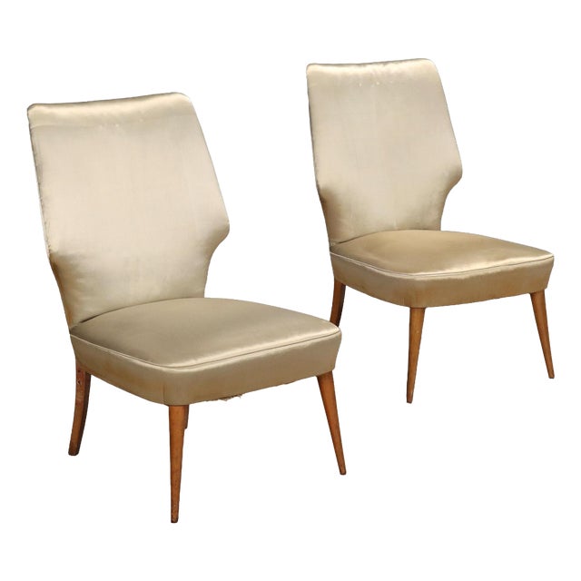 Vintage Chairs in Beech and Fabric, 1950s, Set of 2 For Sale