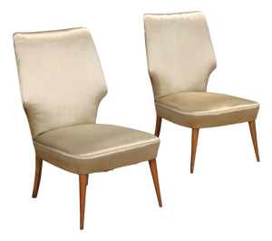 Vintage Chairs in Beech and Fabric, 1950s, Set of 2