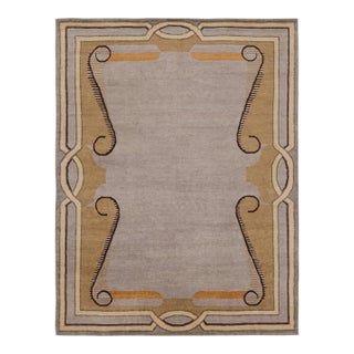 Rug & Kilim’s Modern French Art Deco Style Rug in Gray with Geometric Pattern - 12x18 For Sale