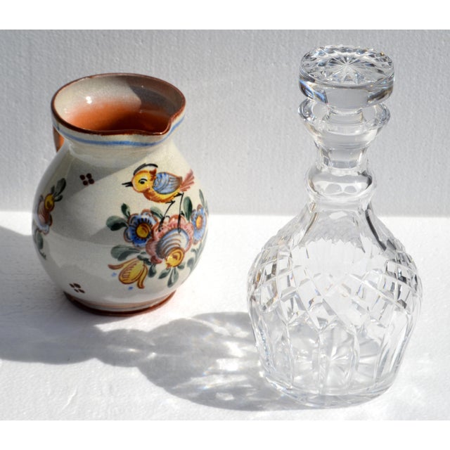 1950s American Earthenware Stoneware Folk Art Pitcher Hand Painted Rustic Cottage For Sale - Image 12 of 18