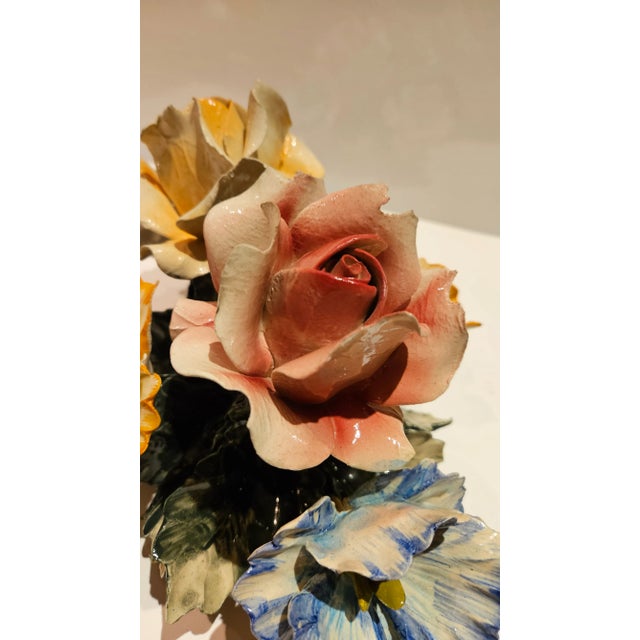 1930s Vintage Centerpiece Capodimonte Porcelain Flower Basket Made in Italy For Sale - Image 12 of 12