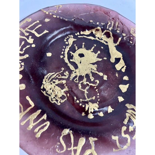 Glass (after) Salvador Dali, Salvador Dali Daum Pate de Verre with Gold, Glass Plate Sculpture Crystal Art, c.1970 For Sale - Image 7 of 18