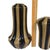 Art Deco Art Deco Hollywood Regency Black & Tan Fluted Ceramic Vase Pair For Sale - Image 3 of 16
