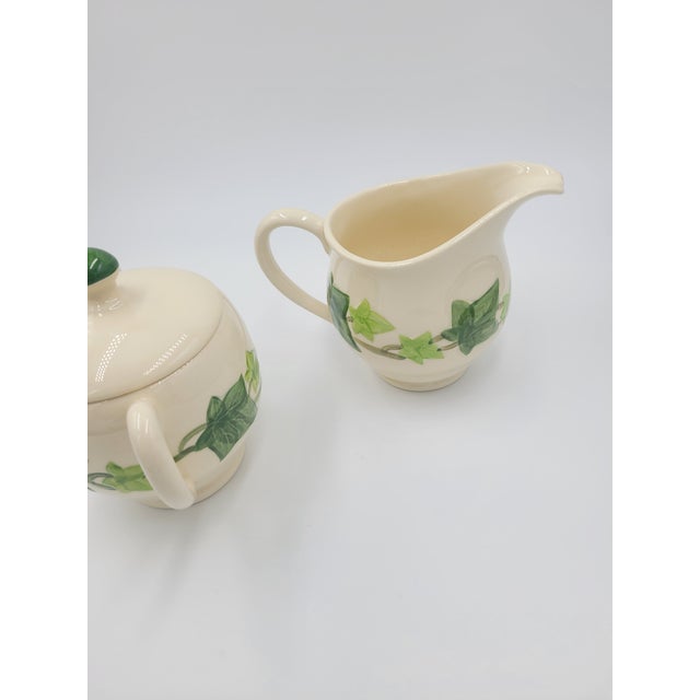 1950s Franciscan Ivy Hand-Decorated Creamer & Lidded Sugar Set - 3 Pieces For Sale - Image 12 of 12