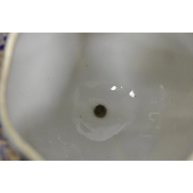 Antique Nippon Hand Painted Moriage Pink Rose Porcelain Biscuit Jar Vase For Sale - Image 12 of 16