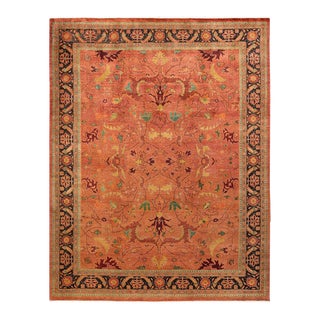 Eclectic, One-of-a-Kind Hand-Knotted Area Rug in Orange, 9' 3" x 12' 0" For Sale