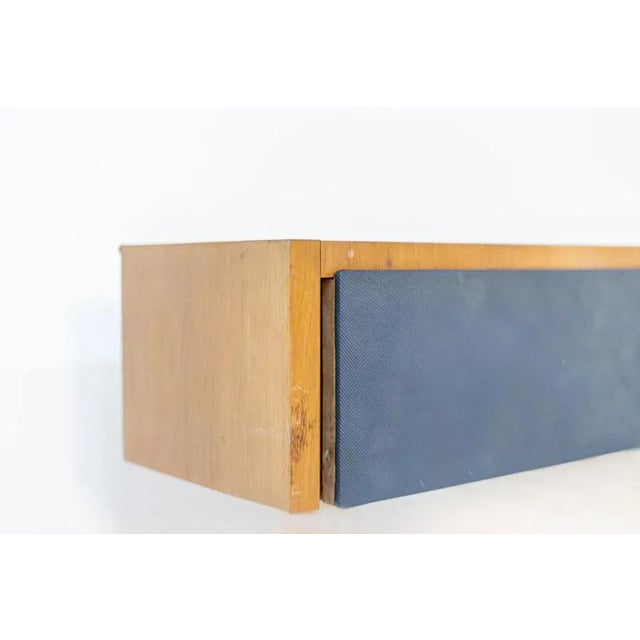 Italian Walnut and Blue Fabric Wall Console by Melchiorre Bega For Sale - Image 10 of 12