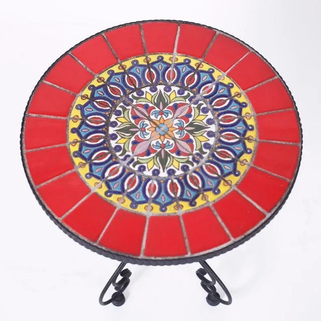 Late 20th Century 20th Century Mid Century Tile Top and Iron Table For Sale - Image 5 of 6