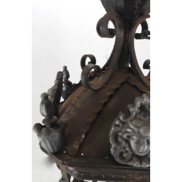 Traditional 20th Century Spanish Cast Iron Light Fixture For Sale - Image 3 of 10