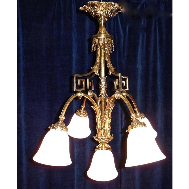 French Rococo Chandelier in Gilded Brass, 1900 For Sale - Image 4 of 7