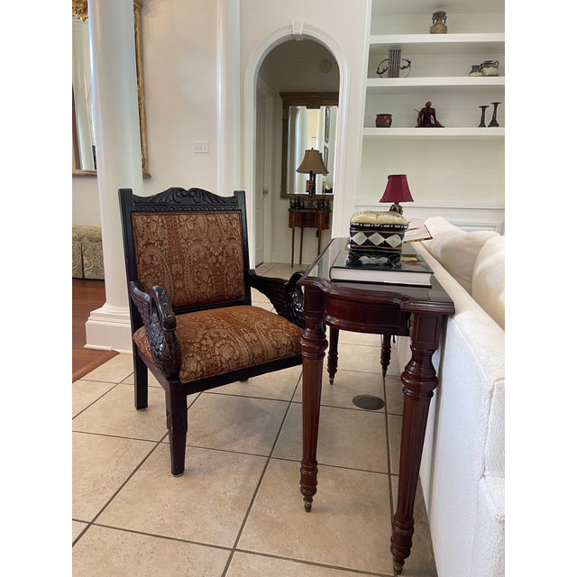 1940s Carved Swan Armchair – Exceptional Vintage Craftsmanship A striking example of 1940s artistry, this carved wooden...