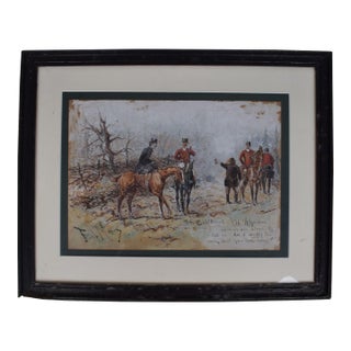 Fox Hunt Scene Watercolour by Finch Mason For Sale