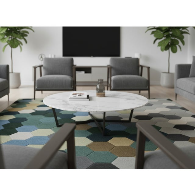 Modern Geometric Hexagon Hand-Tufted Wool Doormat For Sale - Image 10 of 14