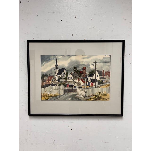 1990s M. B. Pritchard Mendocino Framed Watercolor, Circa 1996 For Sale - Image 5 of 12