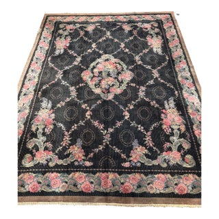 20th Century Floral Chenille Rug For Sale