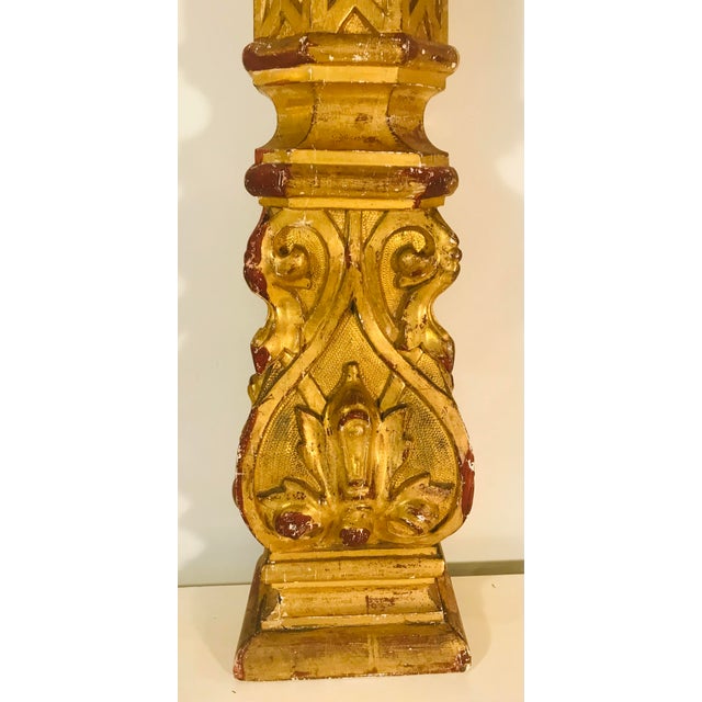 Antique Late 19th Century Handcarved Wood Gillded Half Columns - Set of 3 For Sale In Miami - Image 6 of 10