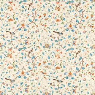 Sanderson Aril’s Garden Fabric in Teal/Russet - a Sample For Sale