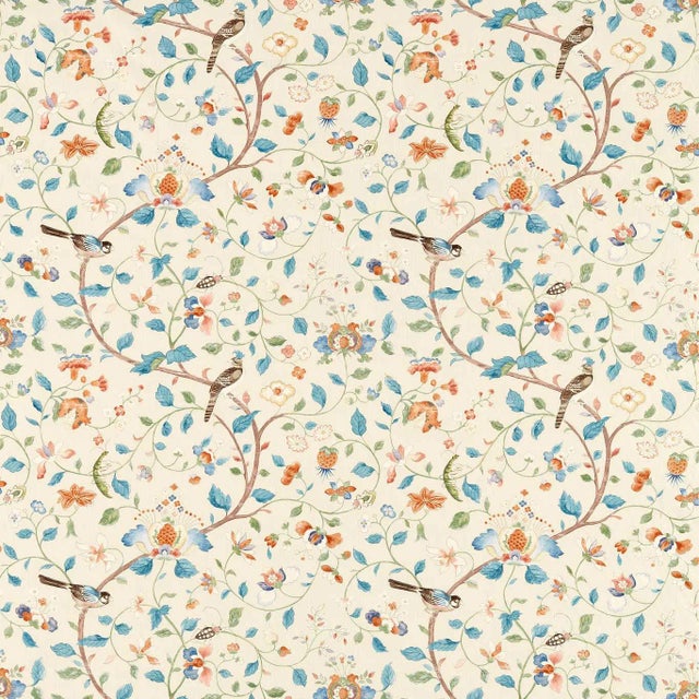 Sanderson Aril’s Garden Fabric in Teal/Russet - a Sample For Sale