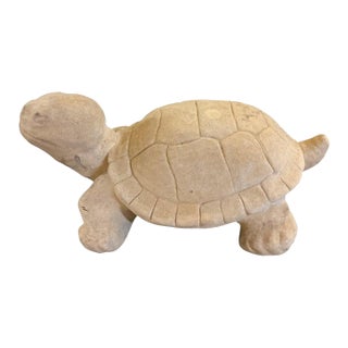 Vintage Cast Stone Turtle Garden Statue For Sale