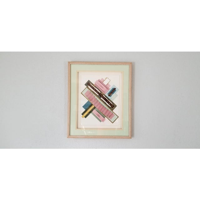 1980s 80s Tienel Postmodern Geometric Collage Wall Art / Painting For Sale - Image 10 of 10