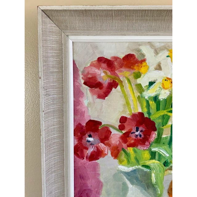 Contemporary Still Life With "Flowers" Oil Painting by Lee, 1960s For Sale - Image 3 of 12