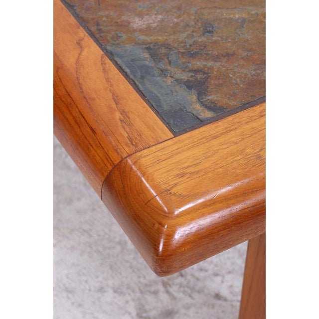 Mid-Century Danish Teak Coffee Table with Slate Top For Sale - Image 6 of 11