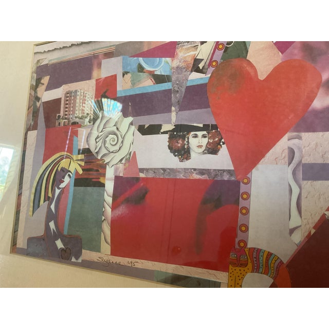 Abstract Abstract Collage Art Print in Silver Frame and Signed by Artist For Sale - Image 3 of 8