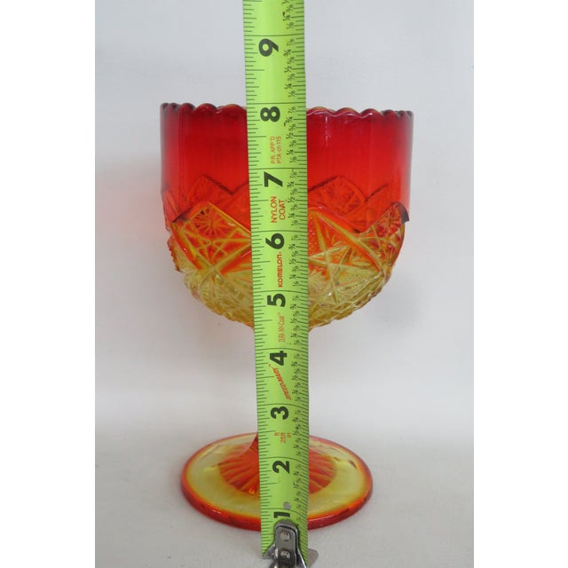 Viking Glass Amberina Yesteryear Star Footed Compote Goblet Cadmium Glow 5877b For Sale - Image 13 of 14