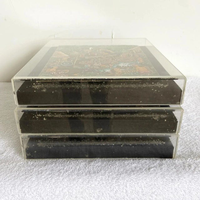 Plastic Vintage Balinese Paintings on Paper in Acrylic Frames - Set of 3 For Sale - Image 7 of 10