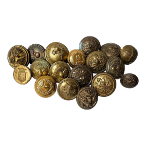Collection of Vintage Italian Military Buttons | Mixed Brass & Bronze Insignia | 18 Pieces