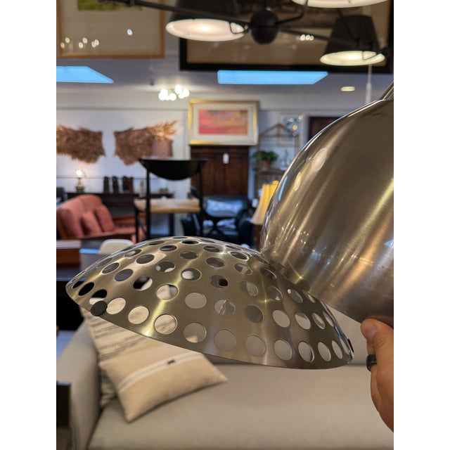 Silver Mid Century Modern Arching Floor Lamp For Sale - Image 8 of 17