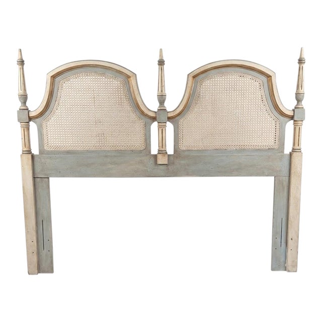 Mid-Century Queen Headboard Newly Painted Swedish Gustavian Style by Dixie For Sale