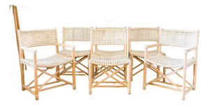 1960s Set of Six McGuire San Francisco Laced Rawhide Dining Chairs