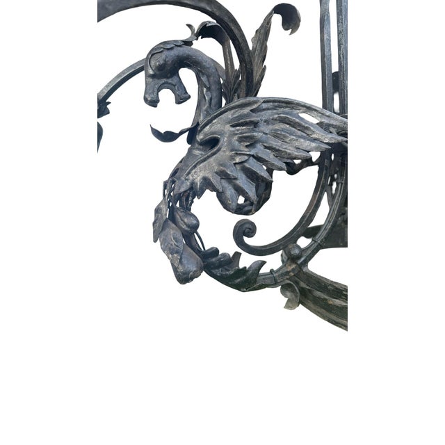 Black 19th Century Spanish Hand-Forged Iron Dragon Chandelier, Barcelona For Sale - Image 8 of 12