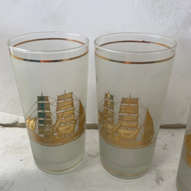 1980s Set of 6 Schooner Gold Glasses by Culver For Sale In Miami - Image 6 of 8
