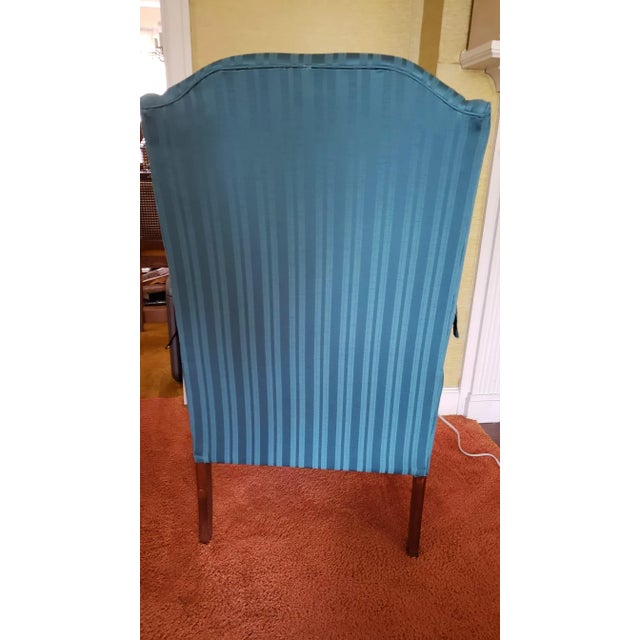 Broyhill Broyhill American Classic Wingback Chair in Sky Blue Fabric For Sale - Image 4 of 6