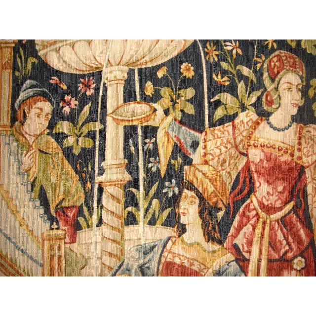 Medieval Style Tapestry - Concert Near Fountain For Sale - Image 9 of 12