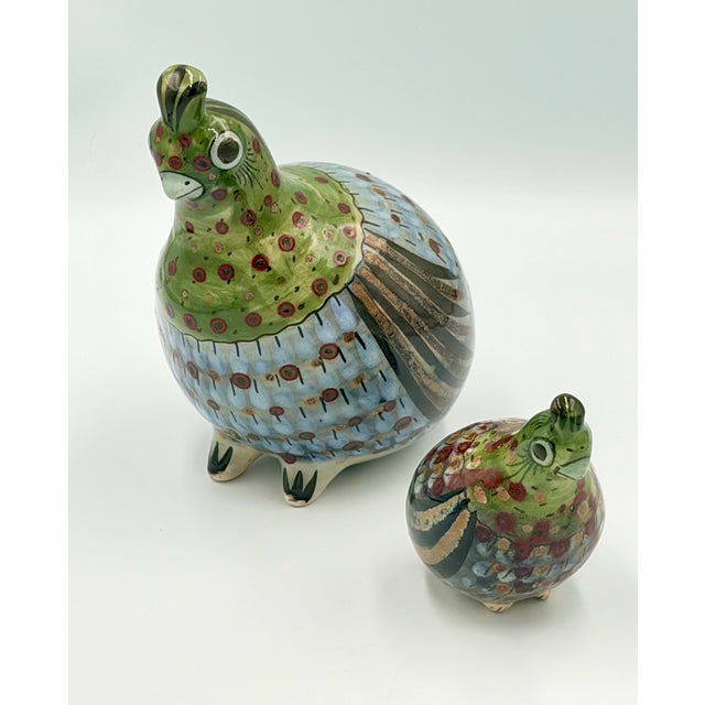 A charming set of two handcrafted pottery quail by renowned Mexican ceramicist Ken Edwards, celebrated for his innovative...