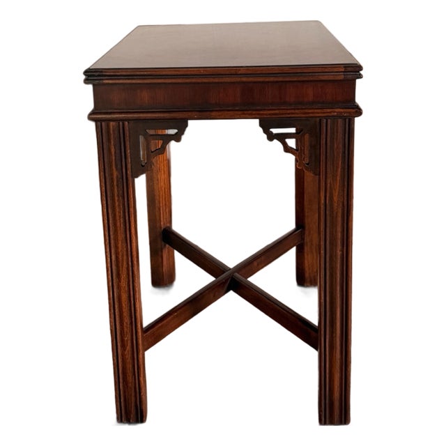 1980s Vintage Lane Altavista Chinese Chippendale Mahogany Accent Table MCM 988 For Sale