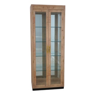 Burl Ash Campaign Curio Cabinet by Drexel Heritage For Sale