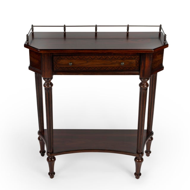 Wood Charleston 1 Drawer Console Table, Dark Brown For Sale - Image 7 of 12