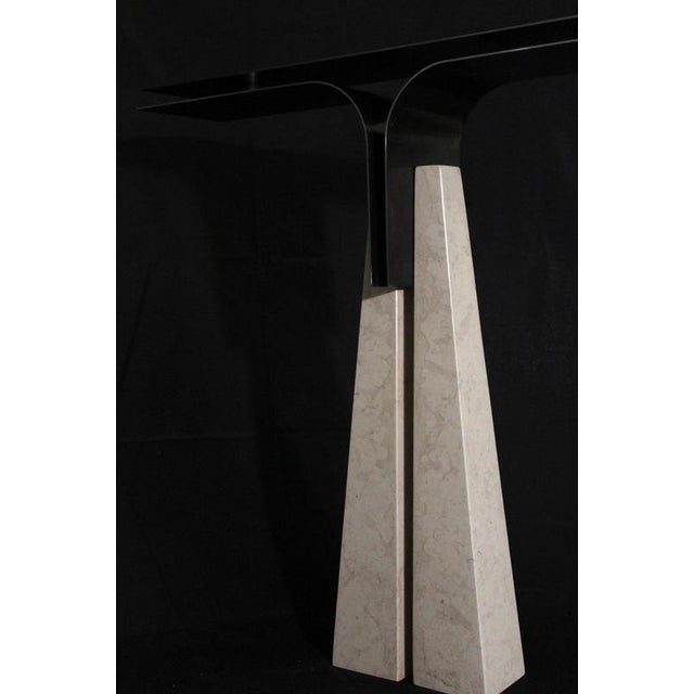 Prisma Console Table in Trani Marble & Curved Iron by D´ARK Atelier For Sale - Image 4 of 11