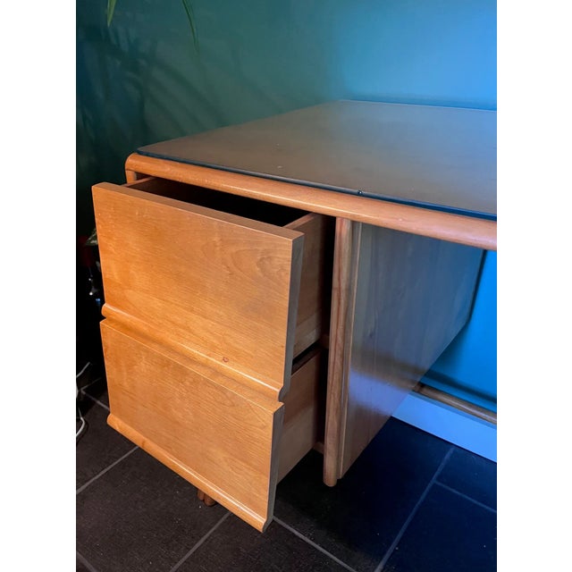 Ash & Bamboo Writing Desk by Heywood Wakefield Ashcraft For Sale - Image 9 of 10