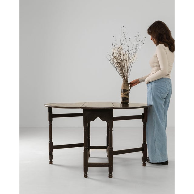 Wood 1880s French Ellipse Wooden Gateleg Table In Original Patina For Sale - Image 7 of 18