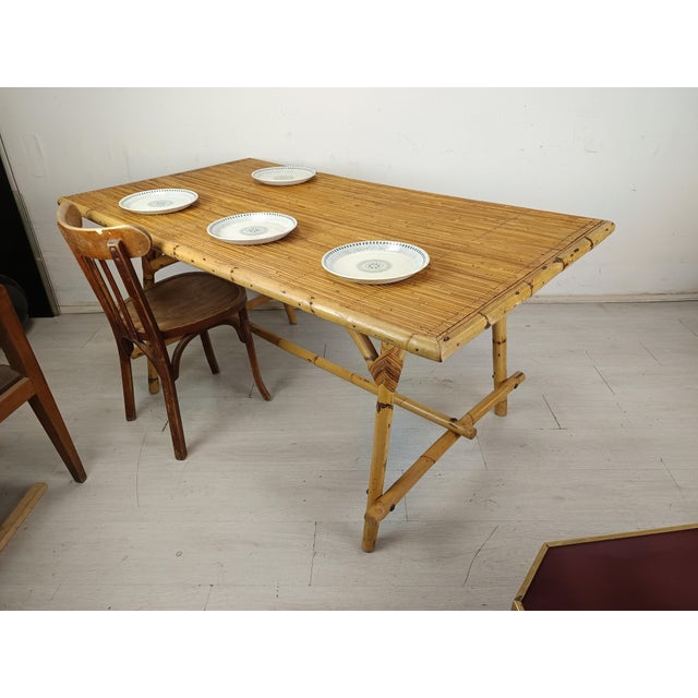 Vintage Rattan Table, 1950s For Sale - Image 4 of 18