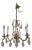 Vintage French Crystal and Bronze Six-Arm Ceiling Chandelier For Sale