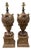Pair of Italian Baroque Style Carved & Polychromed Wood Urns, Now as Lamps For Sale