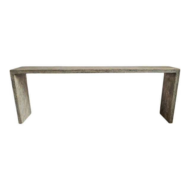 Vintage Rustic Modern Waterfall Console Table For Sale