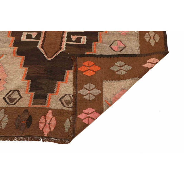 Mid 20th Century Vintage Turkish Kars Wool Kilim Rug For Sale - Image 5 of 7