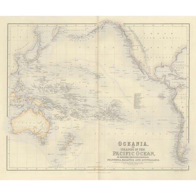 Brown Antique Map of Oceania and the Pacific with the Sandwich Islands, 1860 For Sale - Image 8 of 8
